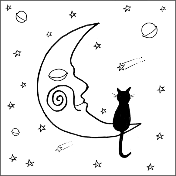 流れ星を見ているネコ